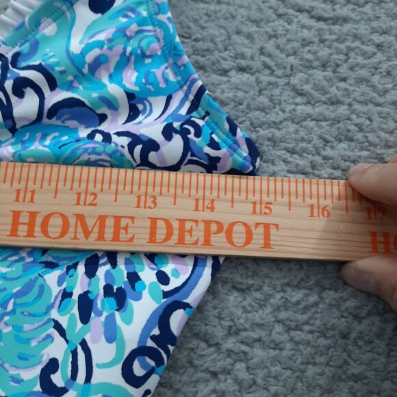 Lilly Pulitzer Womens Araza One Piece Teal blue Size 4 ruffle lace neck line - Picture 2 of 5